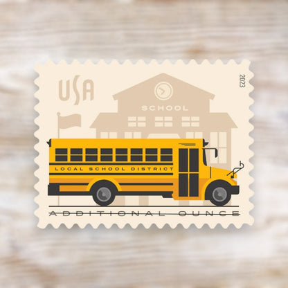 School Bus 2023 Additional Ounce Postage Stamps Self-Adhesive Sheet for Extra Postage