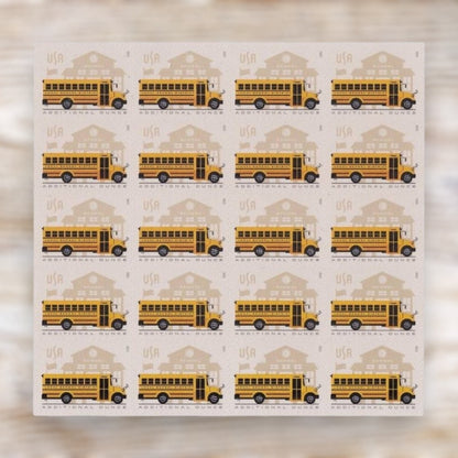 School Bus 2023 Additional Ounce Postage Stamps Self-Adhesive Sheet for Extra Postage
