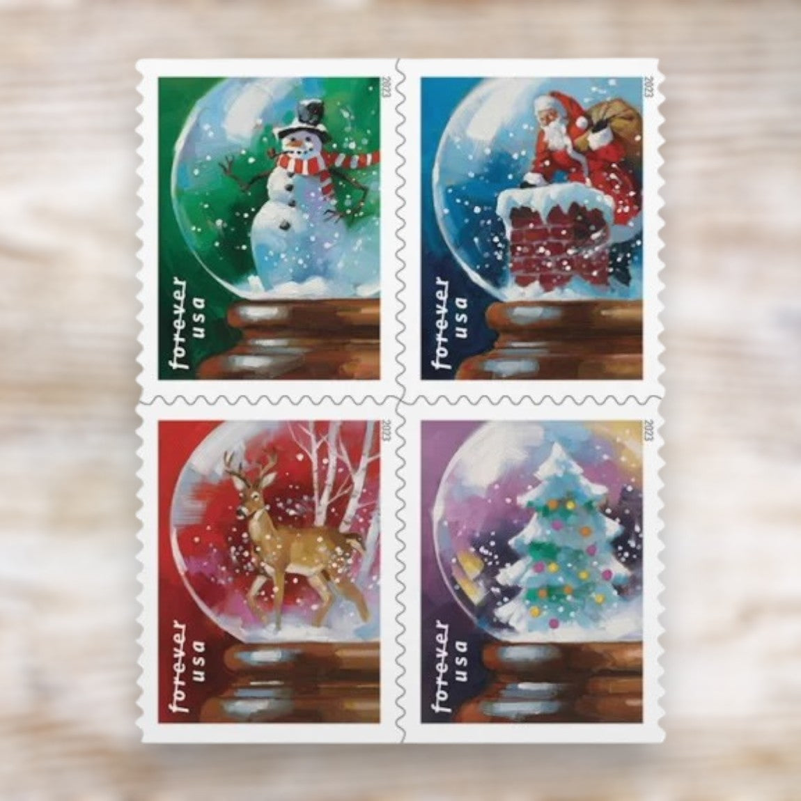 Snow Globes 2023 Forever Postage Stamps Self-Adhesive Booklet for Holiday Mail