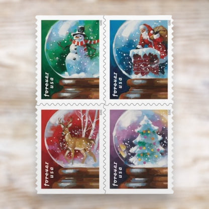 Snow Globes 2023 Forever Postage Stamps Self-Adhesive Booklet for Holiday Mail