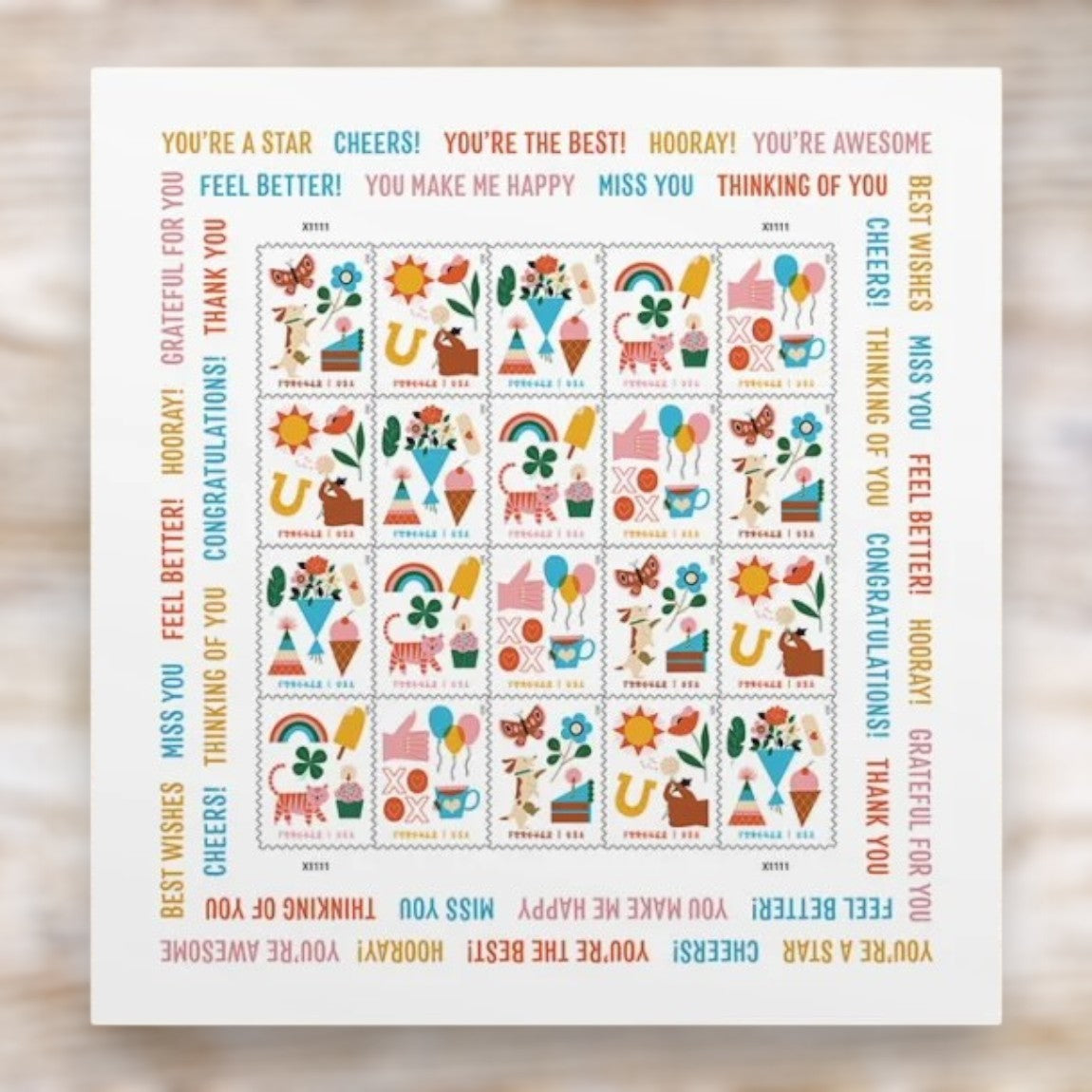 Thinking of You 2023 Forever Stamps Self-Adhesive Sheet for Cards and Notes