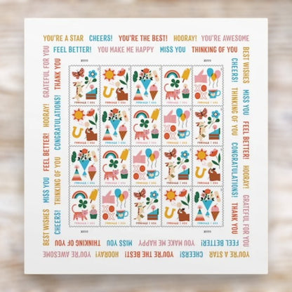 Thinking of You 2023 Forever Stamps Self-Adhesive Sheet for Cards and Notes