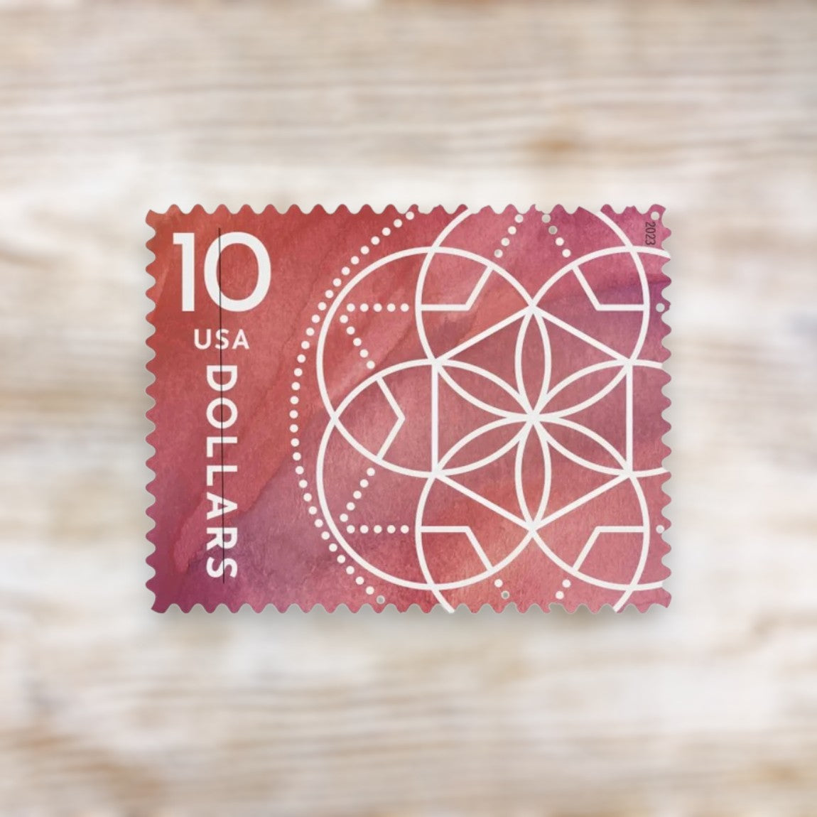 $10 Floral Geometry 2023 Postage Stamps Self-Adhesive for Packages and Large Envelopes