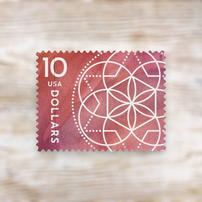 $10 Floral Geometry 2023 Postage Stamps Self-Adhesive for Packages and Large Envelopes