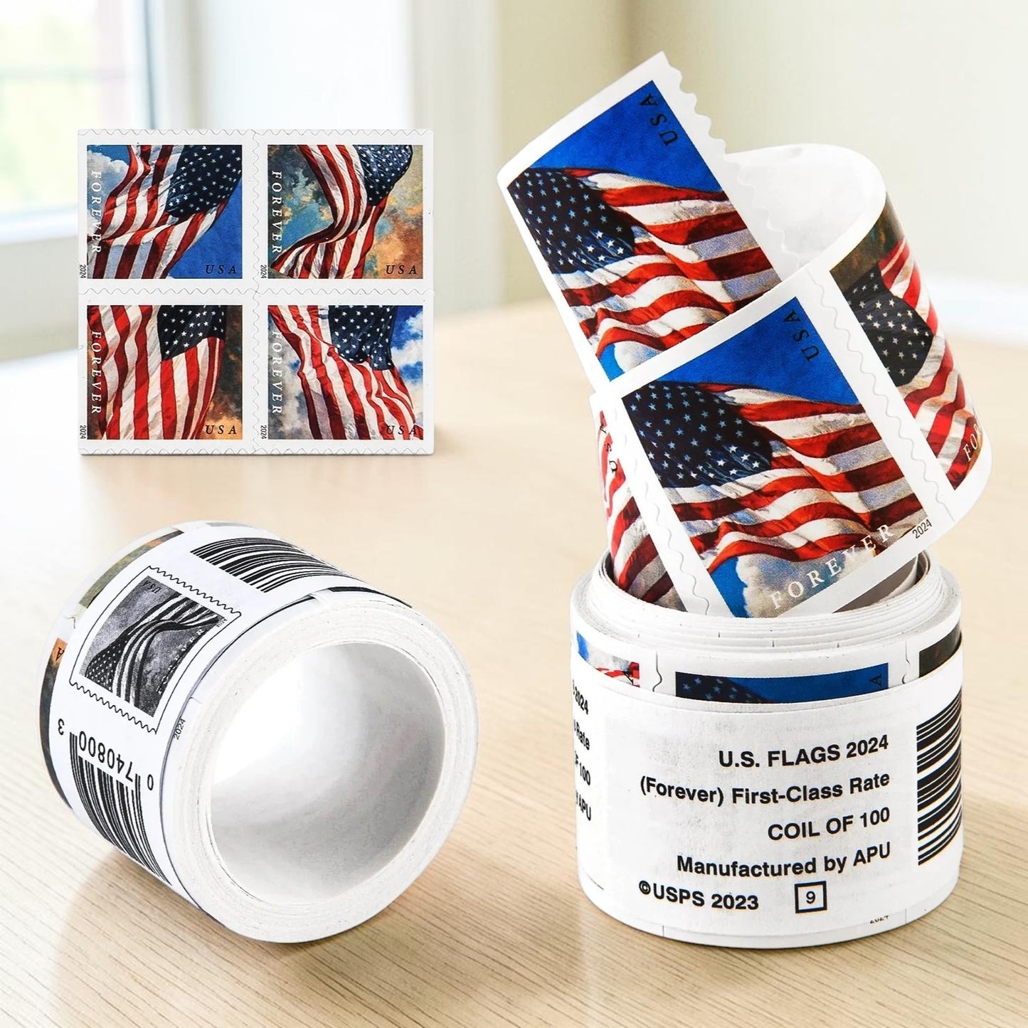 U.S. Flag Forever Stamps Bulk Pack – 5,000 Stamps / 50 Rolls – Multiple Years Available