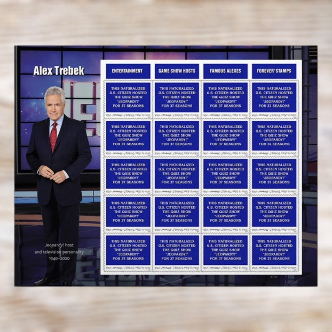 Alex Trebek 2024 Forever Postage Stamps Self-Adhesive Sheet for Commemorative Mail