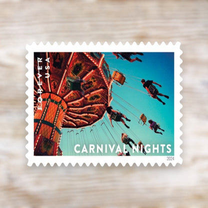 Carnival Nights 2024 Forever Postage Stamps Self-Adhesive Sheet for Greeting Cards and Letters
