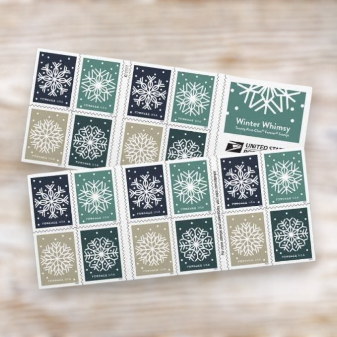 Winter Whimsy 2024 Forever Postage Stamps Self-Adhesive Booklet for Holiday Mail
