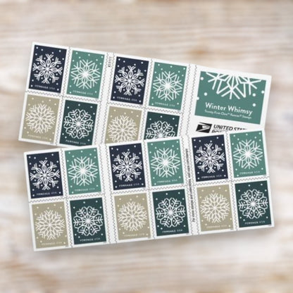 Winter Whimsy 2024 Forever Postage Stamps Self-Adhesive Booklet for Holiday Mail