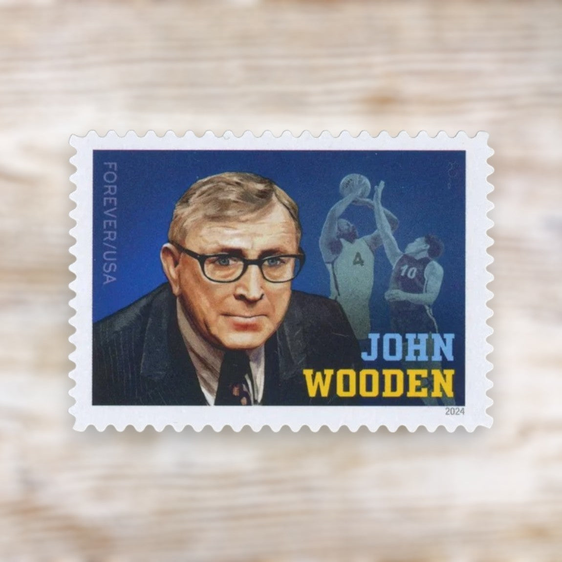 John Wooden 2024 Forever Postage Stamps Self-Adhesive Sheet for Commemorative Mail