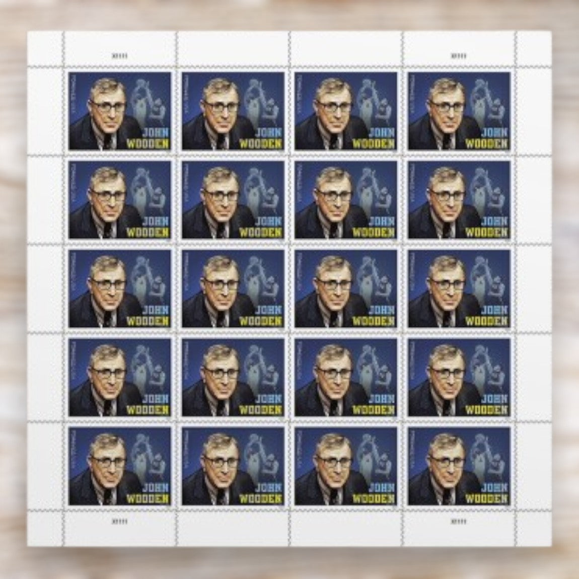 John Wooden 2024 Forever Postage Stamps Self-Adhesive Sheet for Commemorative Mail