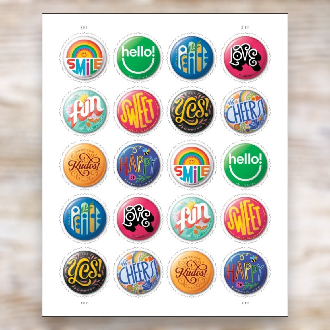 Pinback Buttons 2024 Forever Postage Stamps Self-Adhesive Sheet for Greeting Cards and Letters