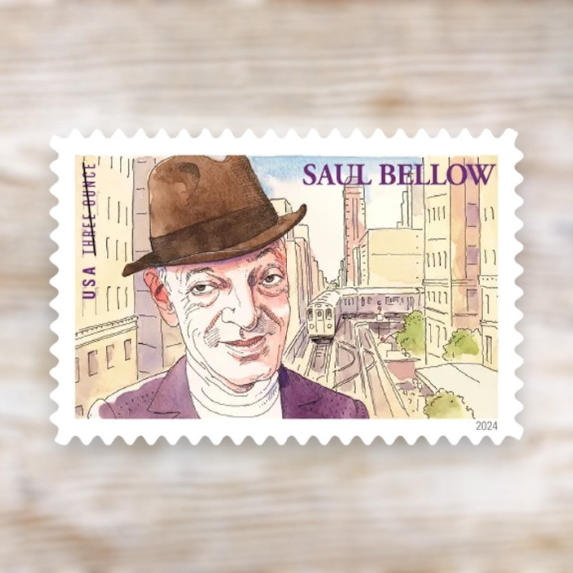 Saul Bellow 2024 Three-Ounce Postage Stamps Self-Adhesive Sheet for Heavier Letters
