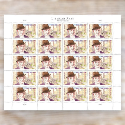 Saul Bellow 2024 Three-Ounce Postage Stamps Self-Adhesive Sheet for Heavier Letters