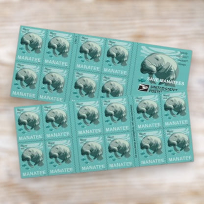 Save Manatees 2024 Forever Postage Stamps Self-Adhesive Booklet for Wildlife Awareness