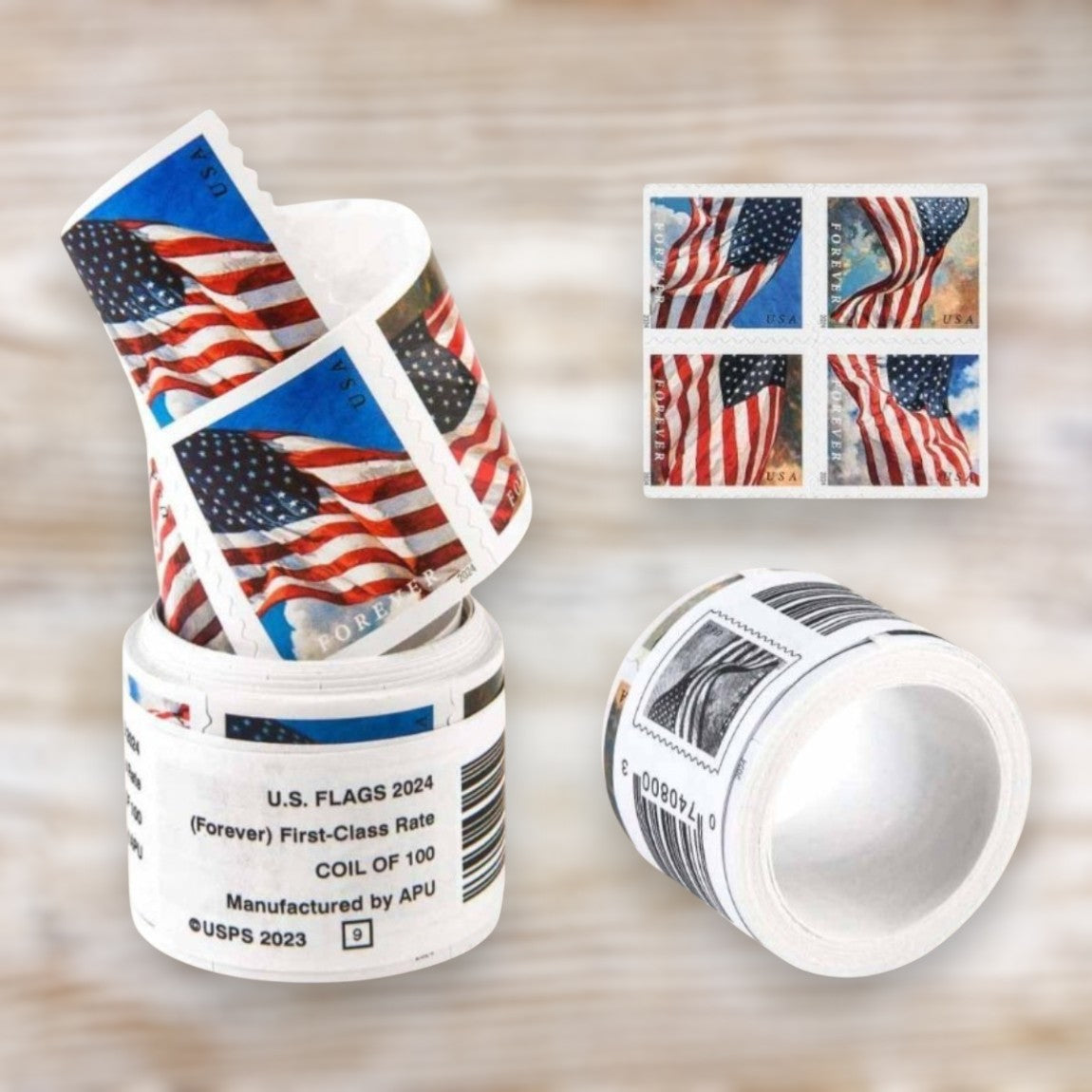 U.S. Flag 2024 Forever Postage Stamps Self-Adhesive Coil for Everyday Mail