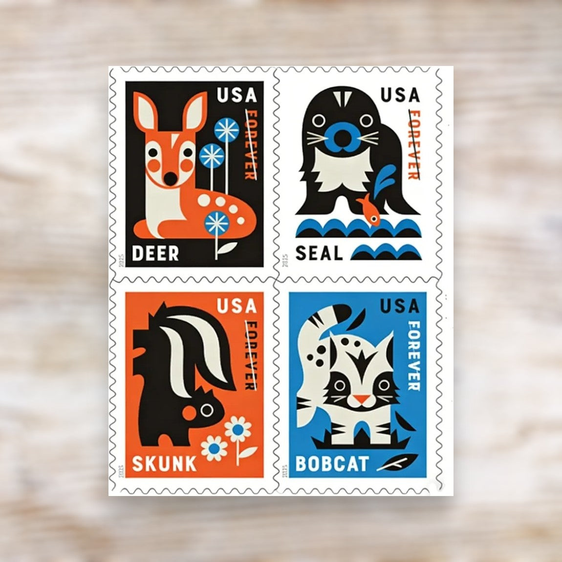 Baby Wild Animals 2025 Forever Postage Stamps Self-Adhesive Booklet for Greeting Cards and Letters