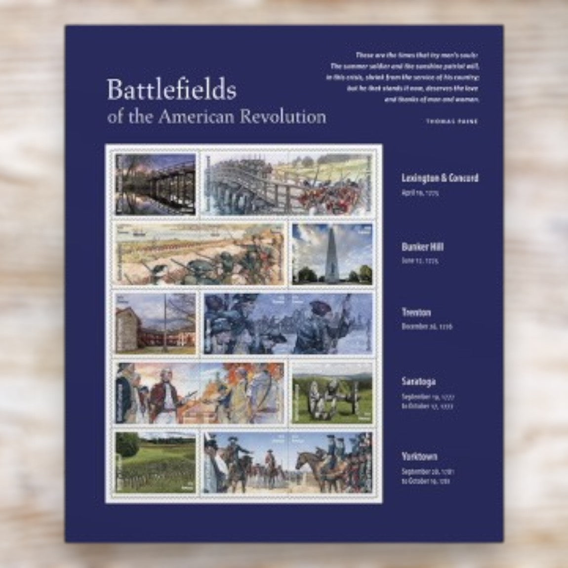 Battlefields of the American Revolution 2025 Forever Postage Stamps Self-Adhesive Sheet for Commemorative Mail