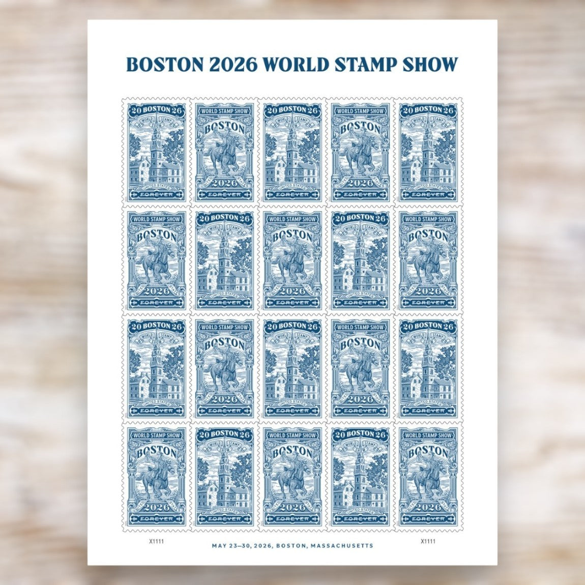 2025 Boston 2026 World Stamp Show Forever Postage Stamps Self-Adhesive Sheet for Commemorative Mail