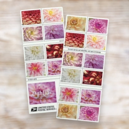 Dahlias 2025 Forever Postage Stamps Self-Adhesive Booklet for Greeting Cards and Letters