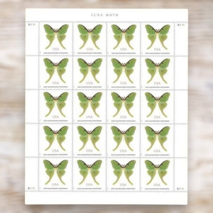 Luna Moth 2025 Non-Machineable Surcharge Postage Stamps Self-Adhesive Sheet for Wedding Invitations and Square Envelopes
