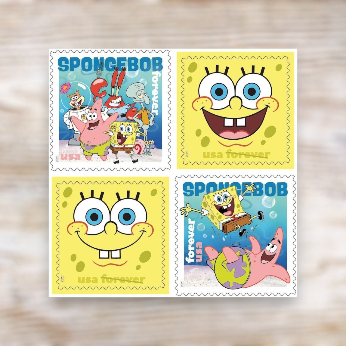 SpongeBob SquarePants 2025 Forever Postage Stamps Self-Adhesive Sheet for Greeting Cards and Letters