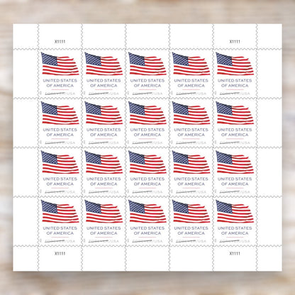 U.S. Flag 2025 Forever Postage Stamps Self-Adhesive Sheet for Everyday and Patriotic Mail
