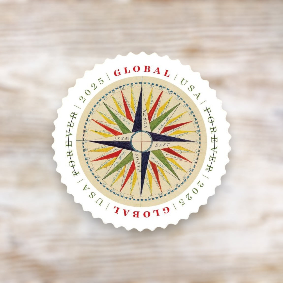 Compass Rose 2025 Global Forever Postage Stamps  Self-Adhesive Sheet for International Mail