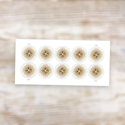 Compass Rose 2025 Global Forever Postage Stamps  Self-Adhesive Sheet for International Mail