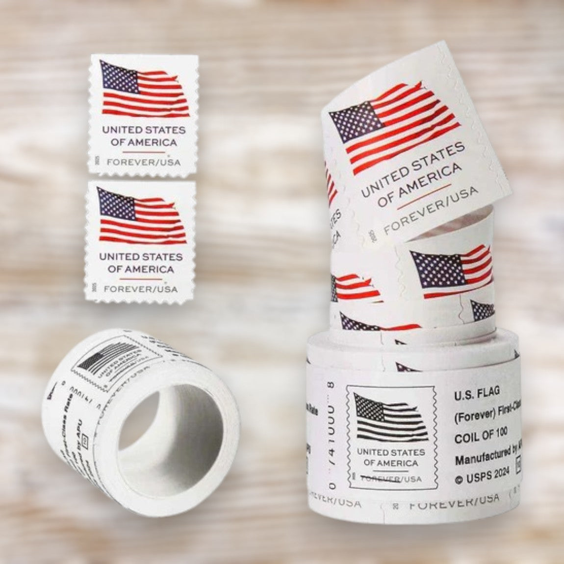 U.S. Flag 2025 Forever Postage Stamps Self-Adhesive Coil for Everyday Mail