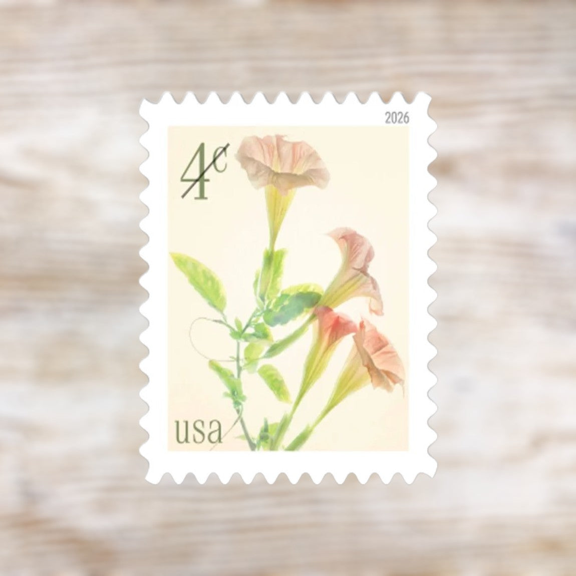 Angel's Trumpets 2026 4¢ Postage Stamps Self-Adhesive Sheet for Additional Postage