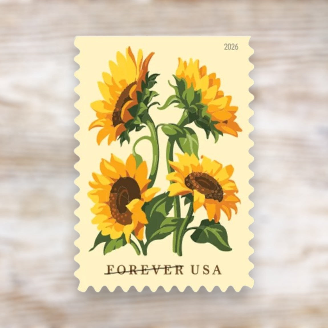 Sunflowers 2026 Forever Postage Stamps Self-Adhesive Booklet for Wedding Mail