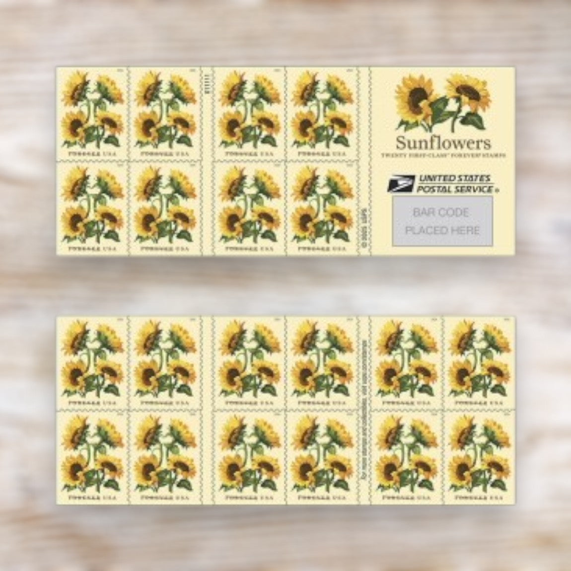Sunflowers 2026 Forever Postage Stamps Self-Adhesive Booklet for Wedding Mail