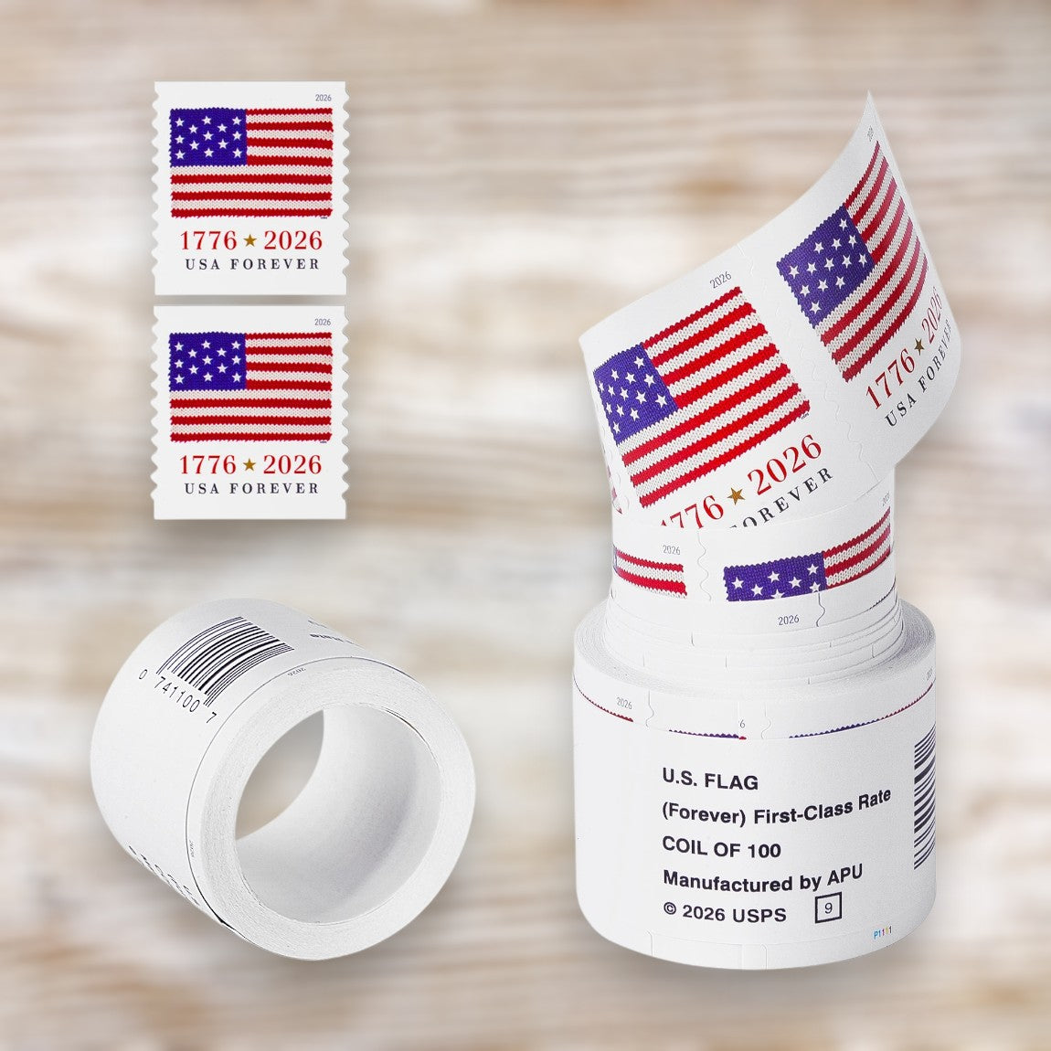 U.S. Flag 2026 Forever Postage Stamps Self-Adhesive Coil for Everyday Mail
