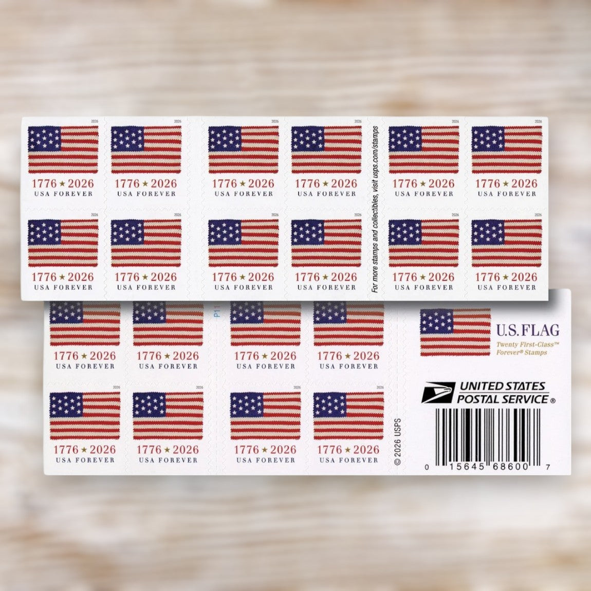 U.S. Flag 2026 Forever Postage Stamps Self-Adhesive Booklet for Everyday and Patriotic Mail