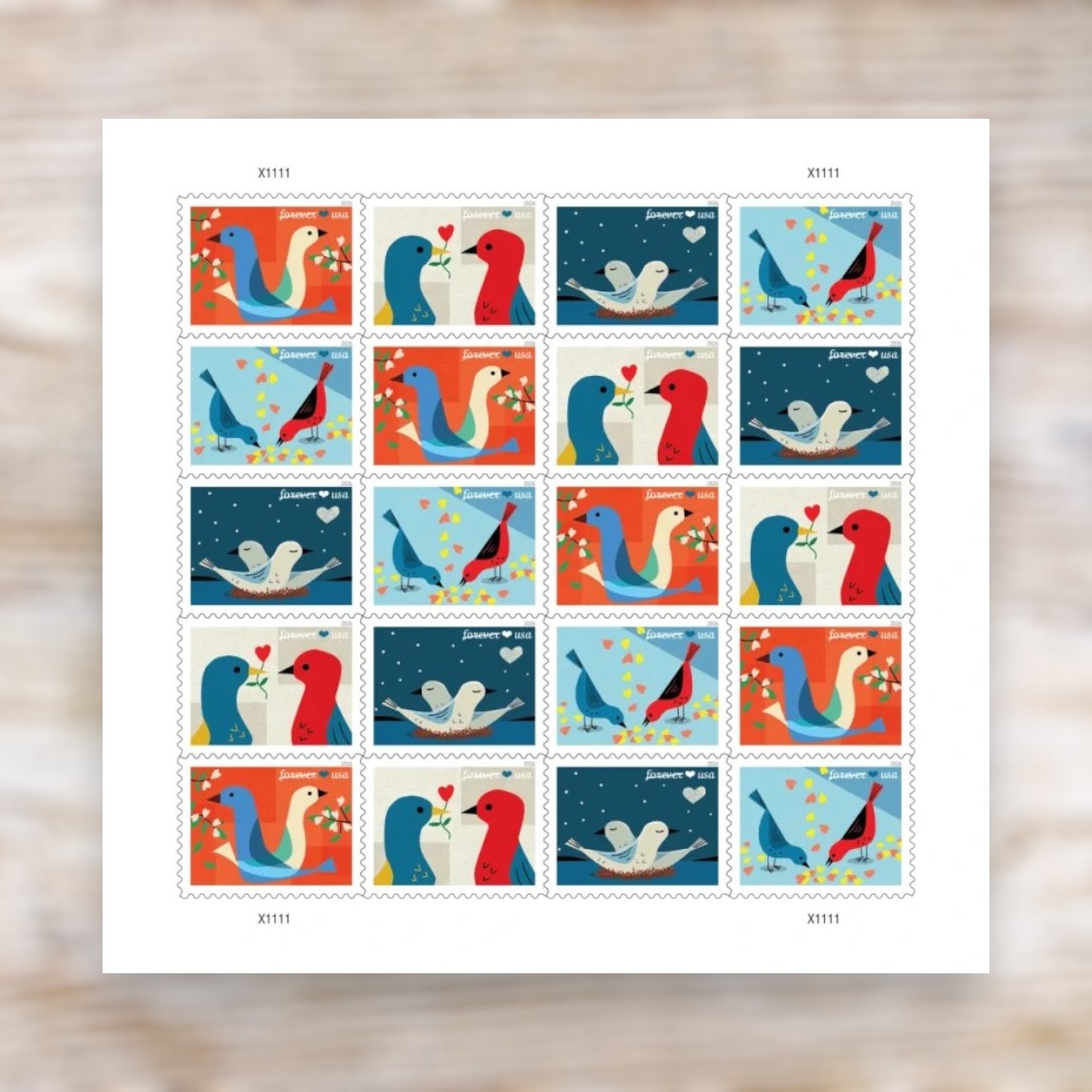 Love 2026 Forever Postage Stamps Self-Adhesive Sheet for Wedding Mail