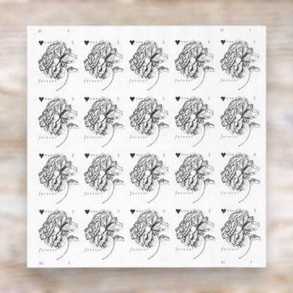 Vintage Rose 2015 Forever Postage Stamps Adhesive Sheet for Wedding Invitations