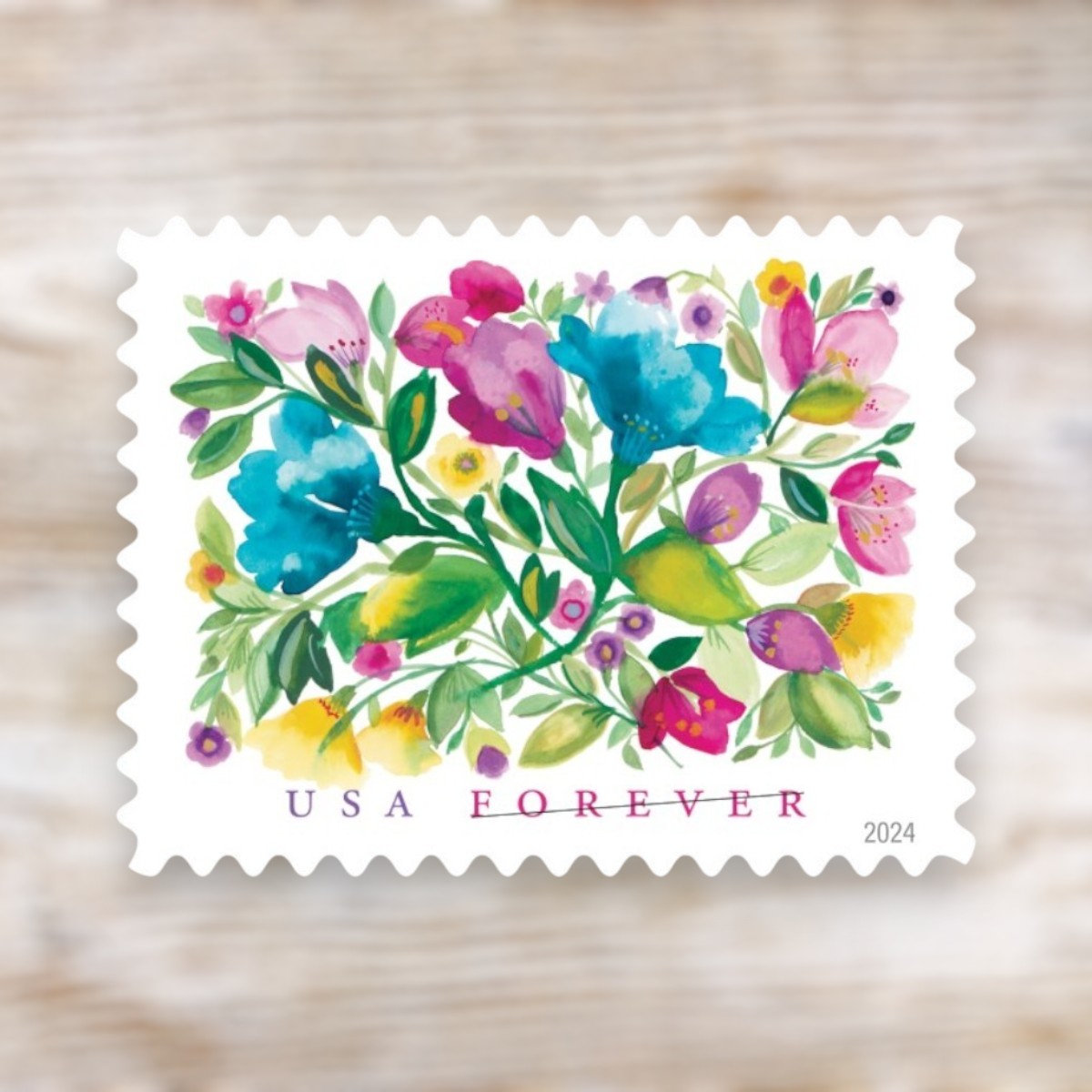 Celebration Blooms 2024 Forever Postage Stamps Adhesive Sheet for Wedding Invitations