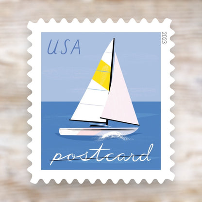 Sailboat 2023 Postcard Stamps Adhesive Sheet for Everyday Mailing