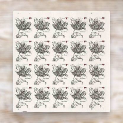 Vintage Tulip 2015 Two-Ounce Postage Stamps Adhesive Sheet for Wedding Invitations