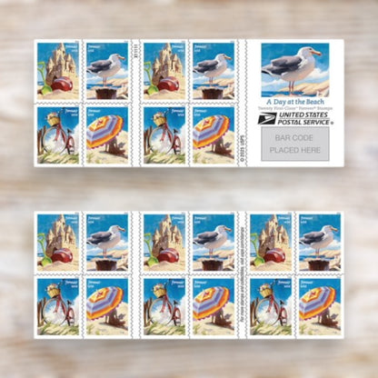 A Day at the Beach 2026 Forever Postage Stamps Self-Adhesive Booklet for Summer Greetings and Letters