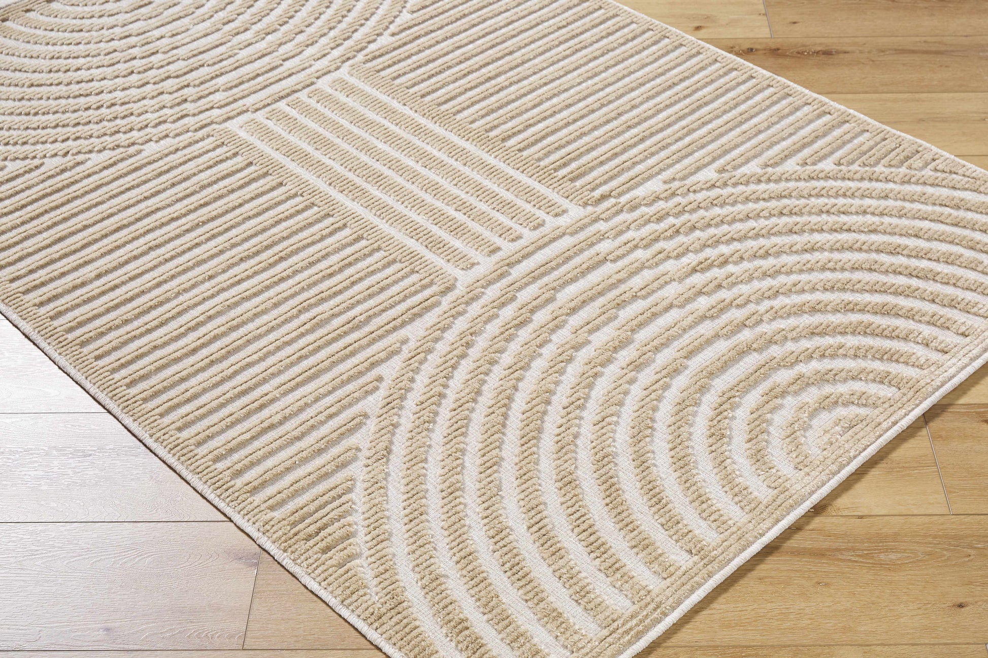 Deron Beige Washable Area Rug Contemporary Medium Pile - Decor Akil