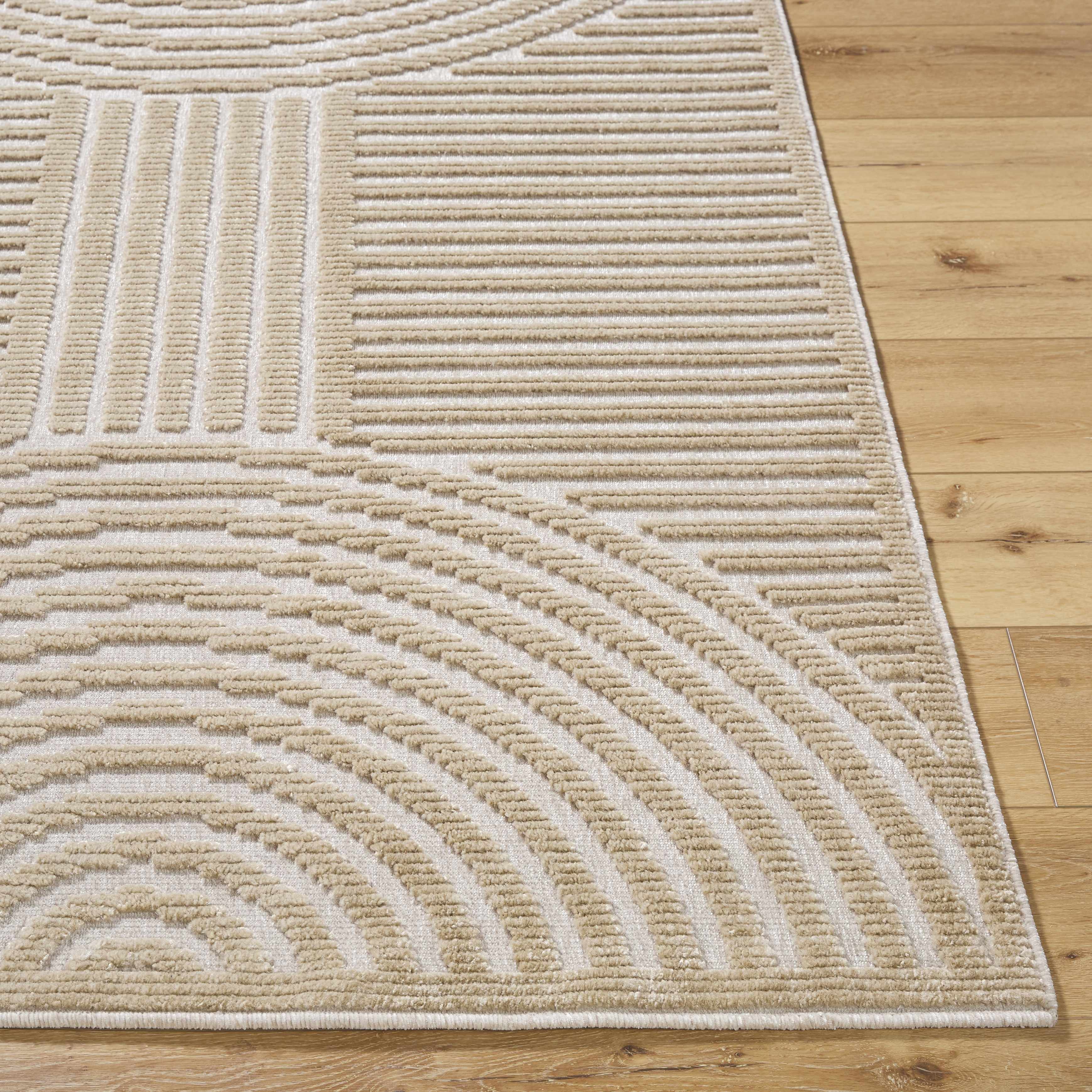 Deron Beige Washable Area Rug Contemporary Medium Pile - Decor Akil