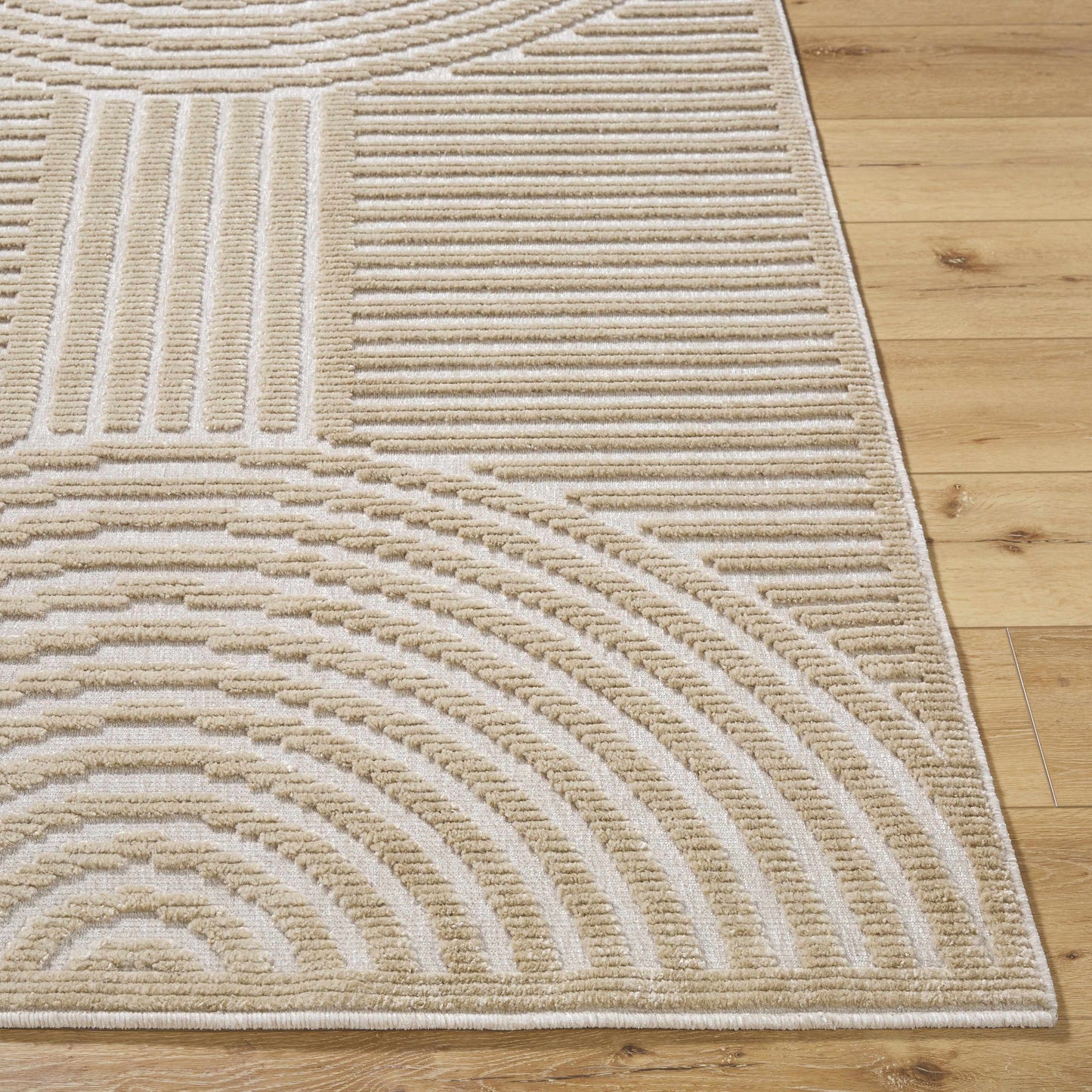 Deron Beige Washable Area Rug Contemporary Medium Pile - Decor Akil