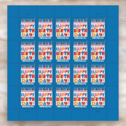 Happy Birthday 2026 Forever Postage Stamps Self-Adhesive Sheet for Birthday Cards and Invitations