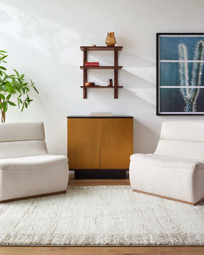 Millet Cottage Ash High-Pile Area Rug – Ivory & Cream - Decor Akil