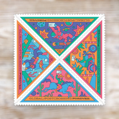Postcrossing 2026 Global Forever Postage Stamps Self-Adhesive Sheet for International Mail
