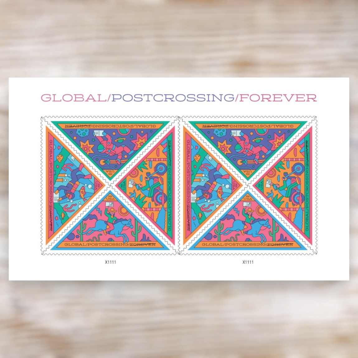 Postcrossing 2026 Global Forever Postage Stamps Self-Adhesive Sheet for International Mail