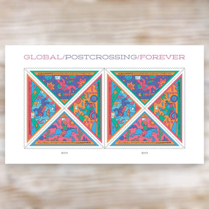 Postcrossing 2026 Global Forever Postage Stamps Self-Adhesive Sheet for International Mail