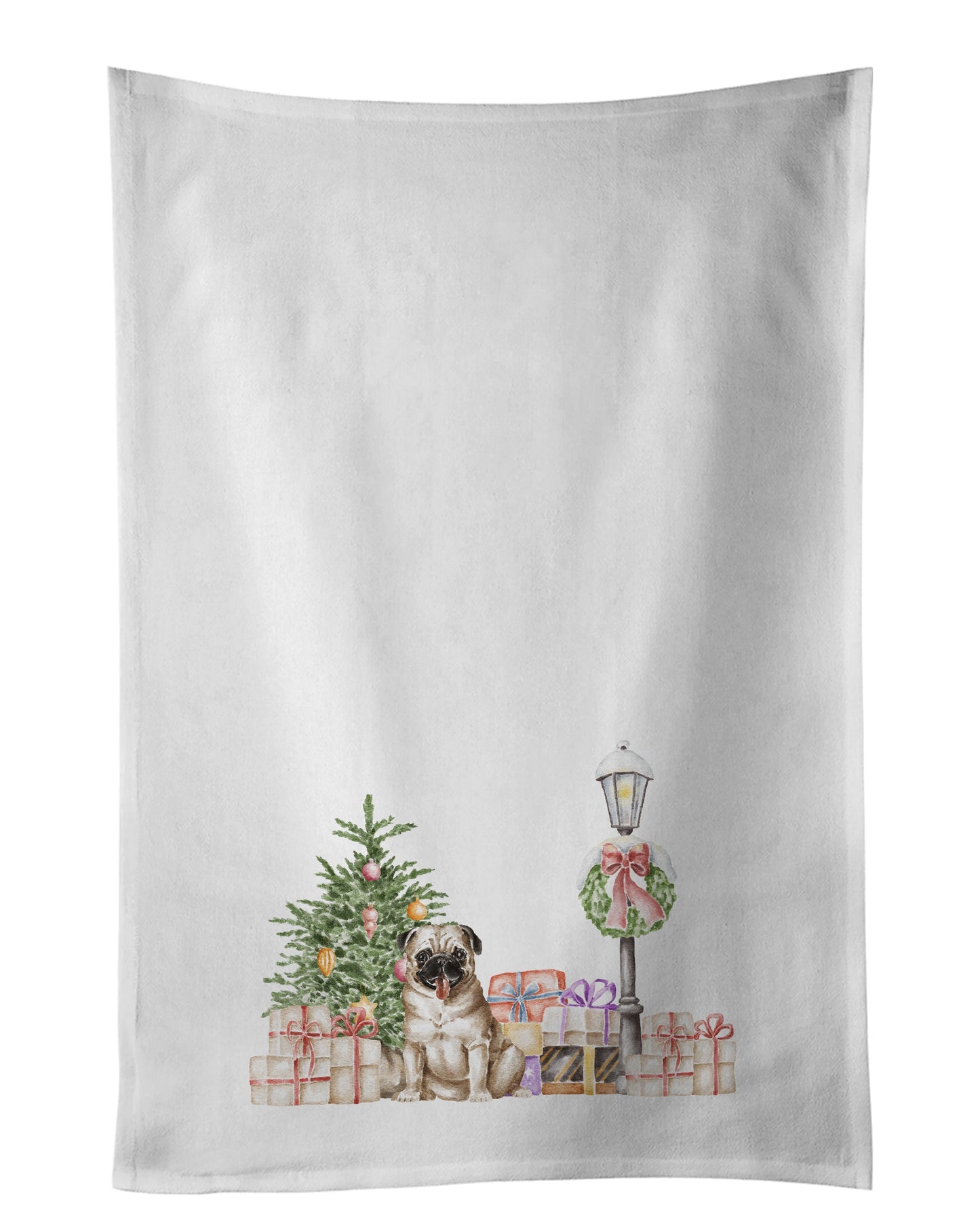 Pug Christmas Wonderland Kitchen Towel Set of 2 Cotton - Decor Akil
